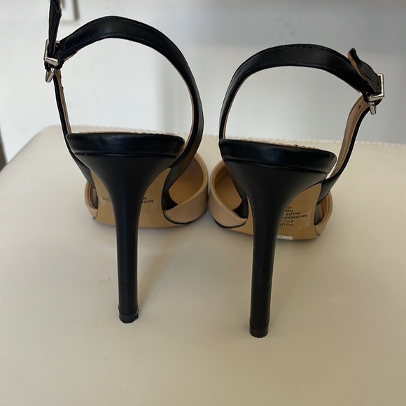 EXPRESS TWO-TONED BEIGE AND BLACK SLINGBACK HEELS - Picture 6 of 9
